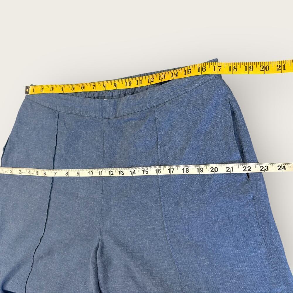 Coldwater Creek Vintage Linen Blend Cargo Crop Wide Leg Pants Pullon Size L Blue - Picture 11 of 14